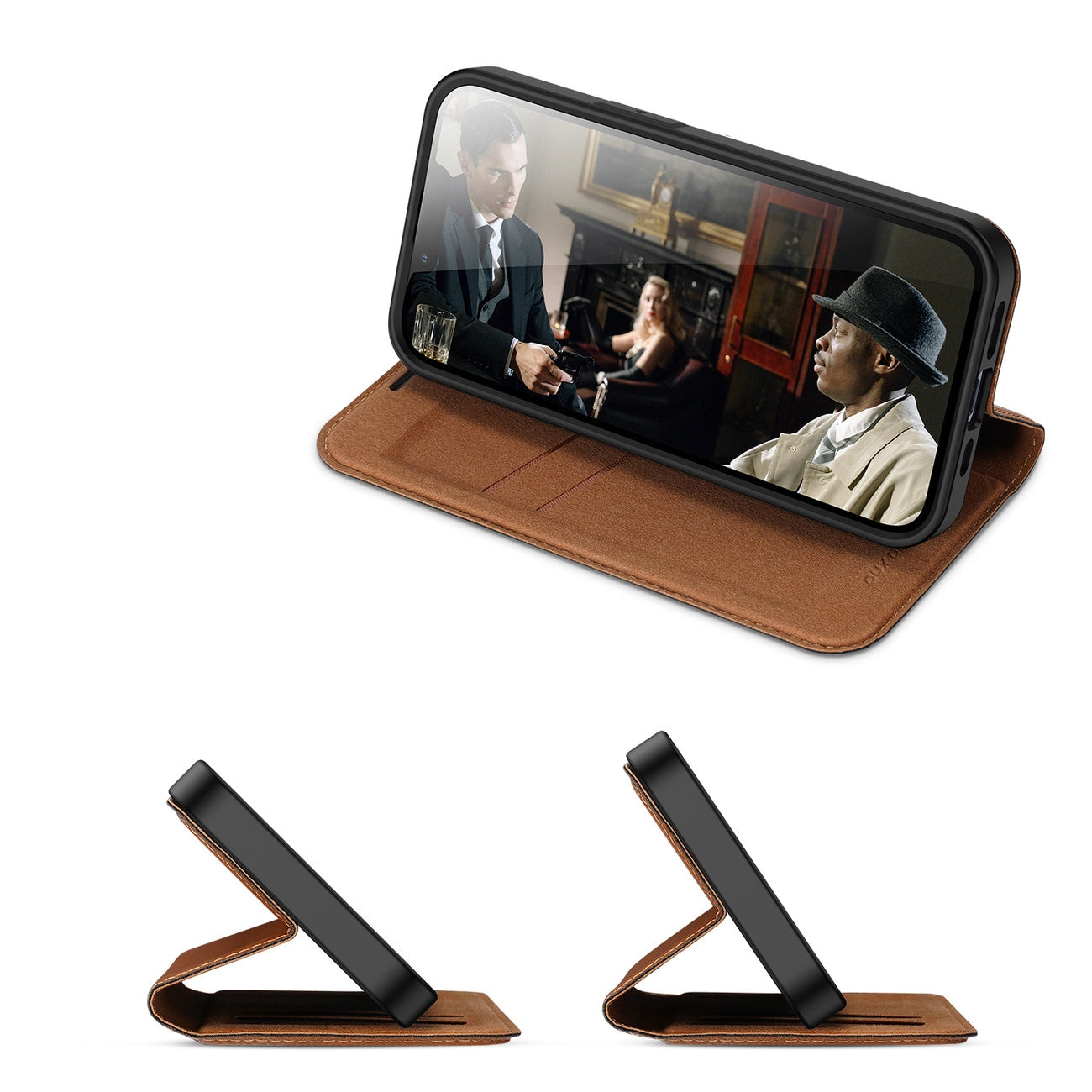 Dux Ducis Skin X2 case for iPhone 14 Plus case with magnetic flap brown_12
