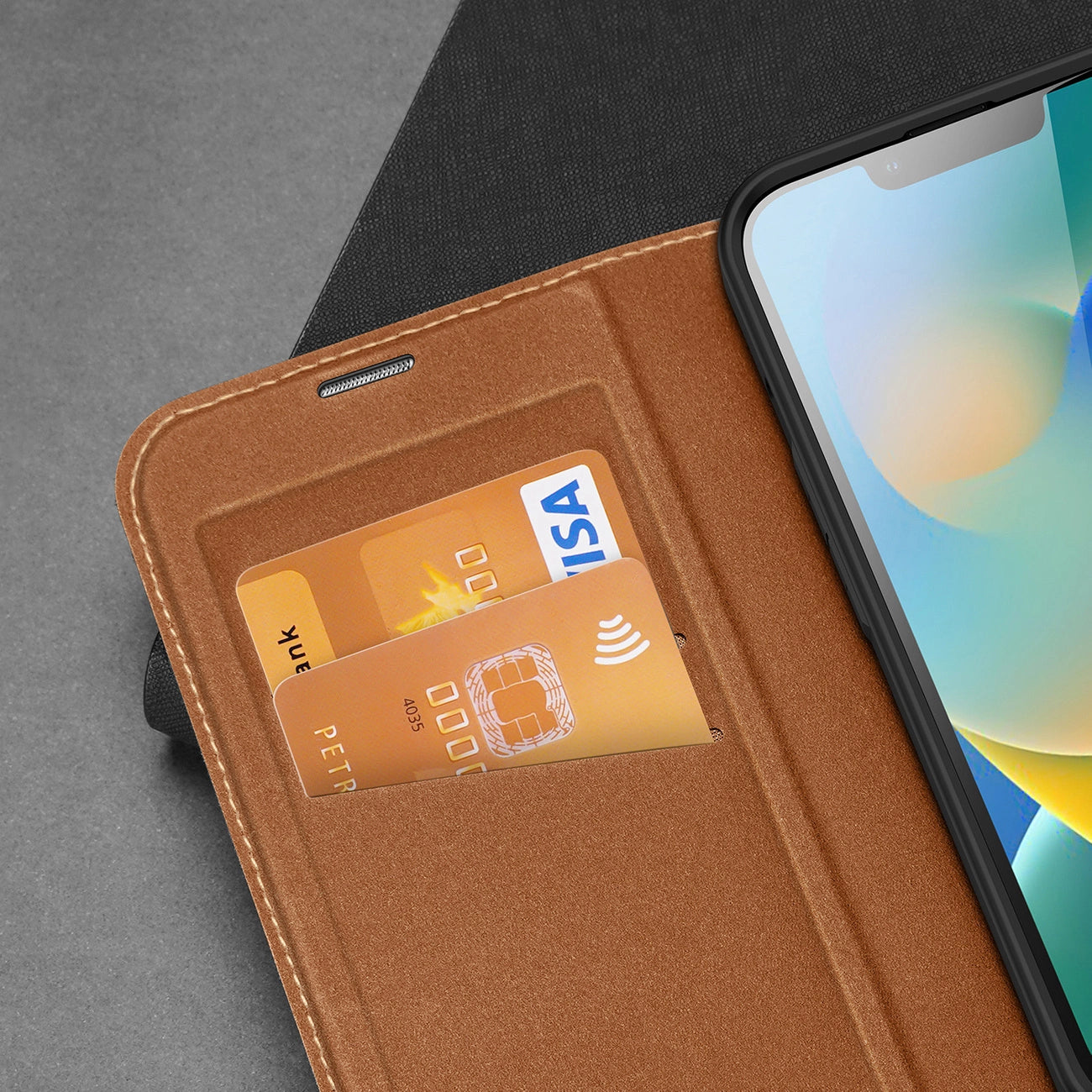 Dux Ducis Skin X2 case for iPhone 14 Plus case with magnetic flap brown_8