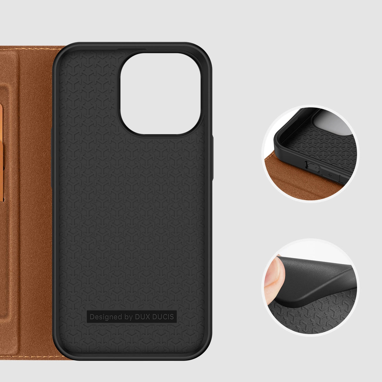 Dux Ducis Skin X2 case for iPhone 14 Pro case with magnetic flap brown_9