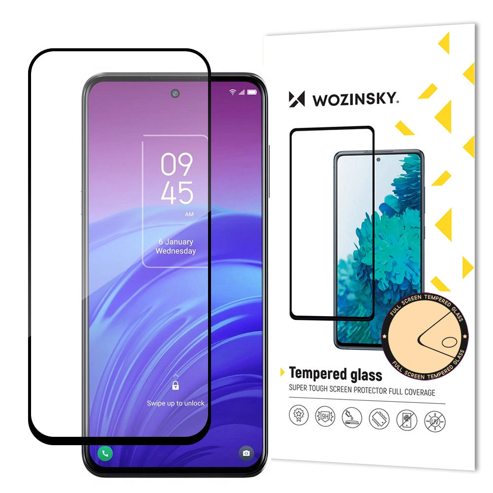Wozinsky super tough Full Glue Full Glue Full Screen Tempered Glass with Case Friendly TCL 20L Black Frame_0