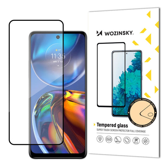 Wozinsky Super Durable Full Glue Tempered Glass Full Screen With Frame Case Friendly Motorola Moto E32 Black_0