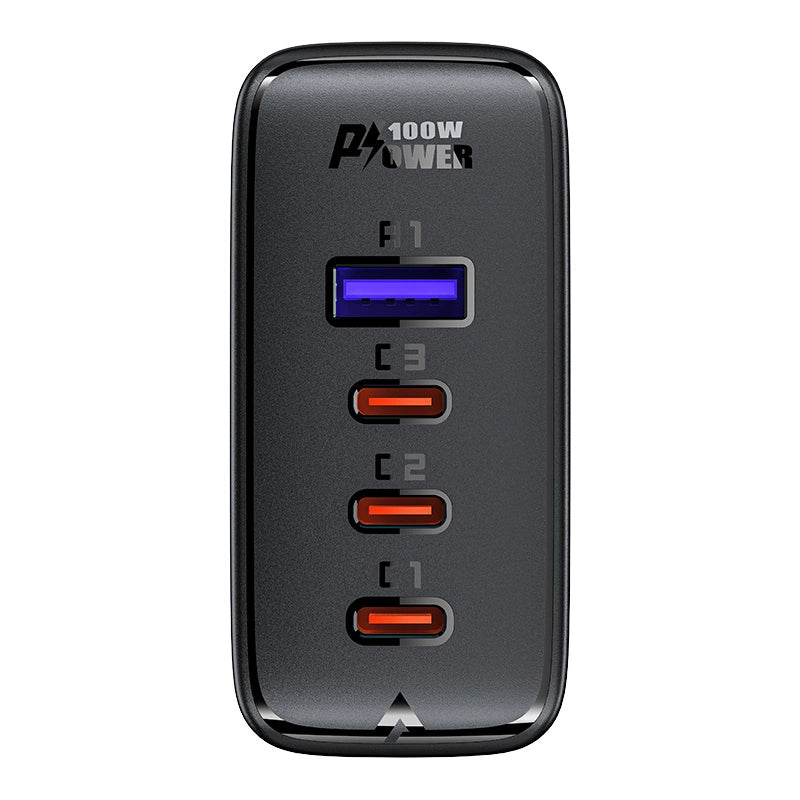 Acefast fast charger GaN 3xUSB-C/1xUSB-A 100W black + angled cable USB-C - USB-C 100W 2m black_4