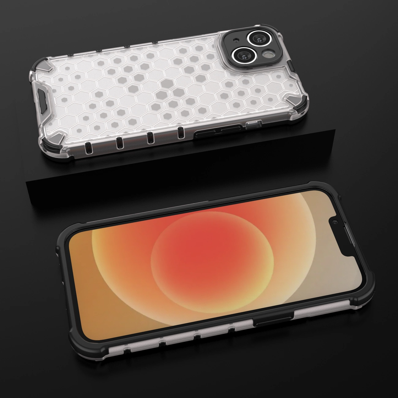 Honeycomb case for iPhone 14 armored hybrid cover transparent_18