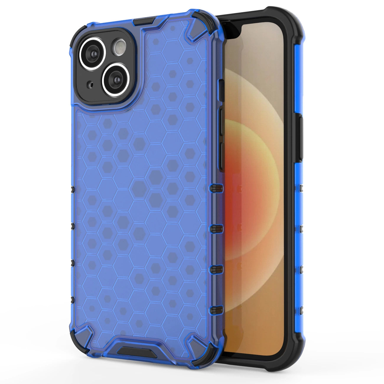 Honeycomb case for iPhone 14 Plus armored hybrid cover blue_0
