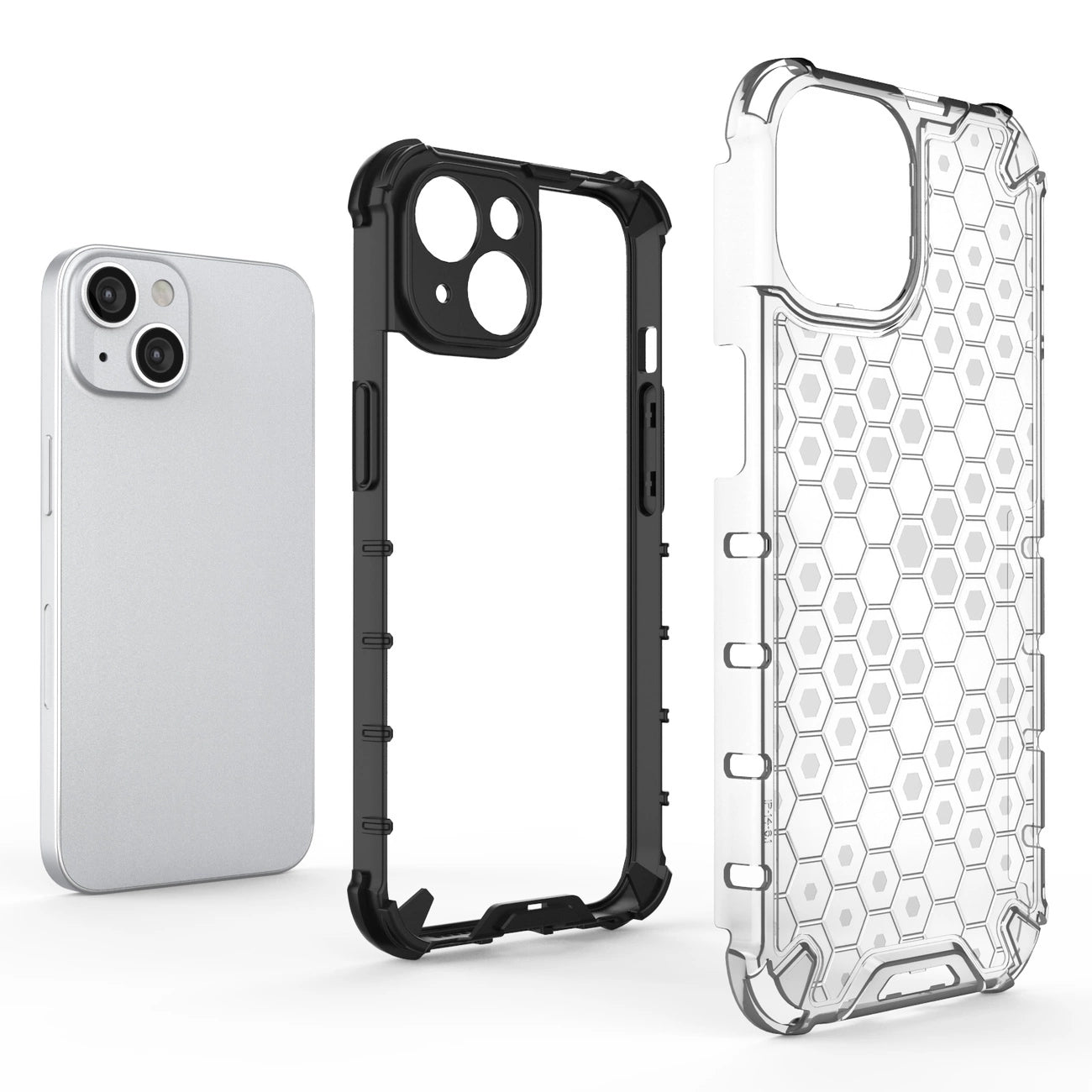 Honeycomb case for iPhone 14 Plus armored hybrid cover blue_4