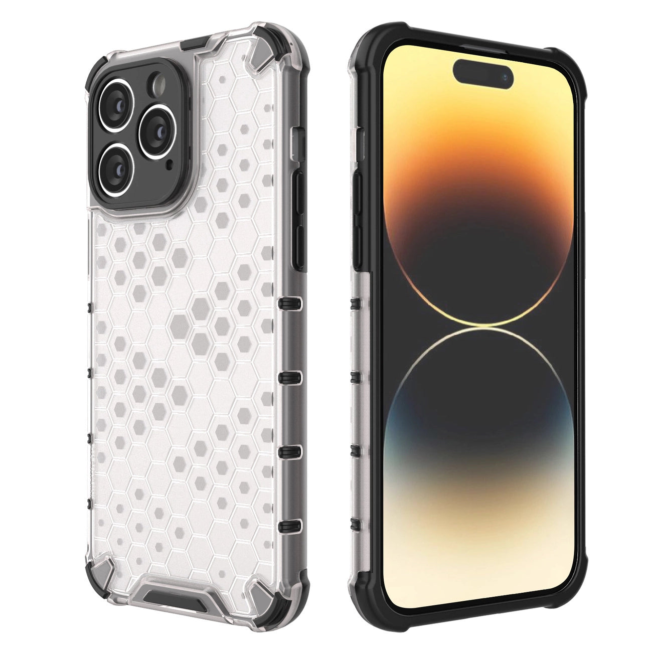 Honeycomb case for iPhone 14 Pro armored hybrid cover transparent_14