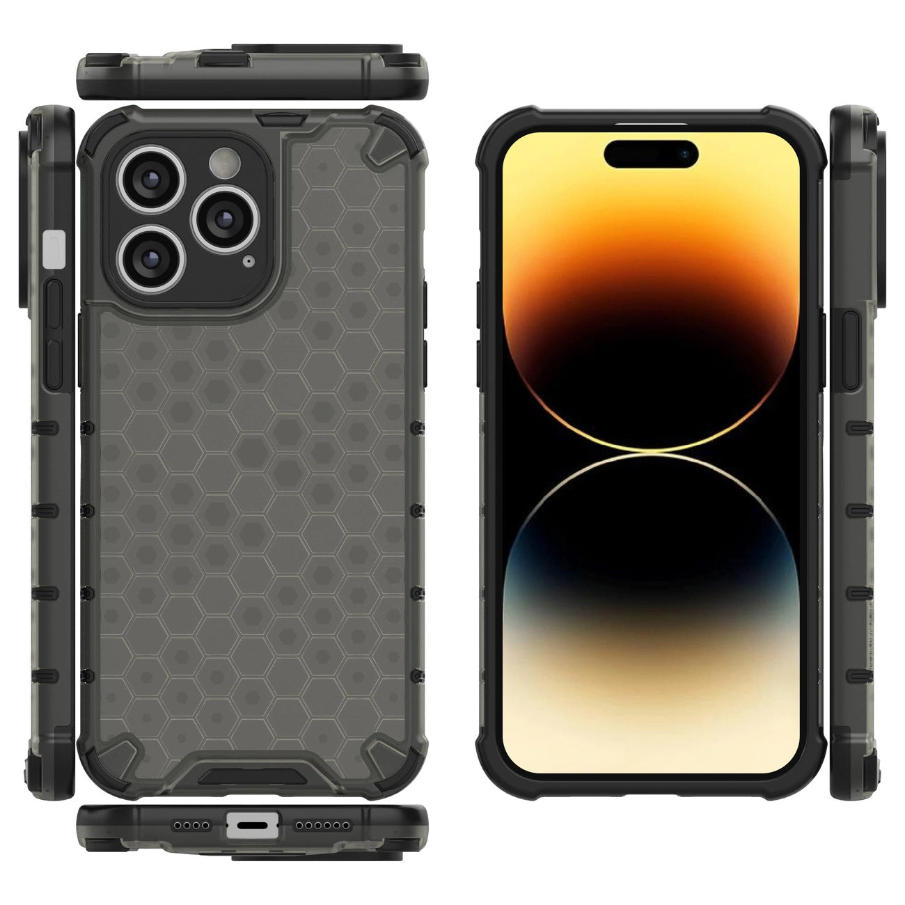 Honeycomb case for iPhone 14 Pro Max armored hybrid cover black_13