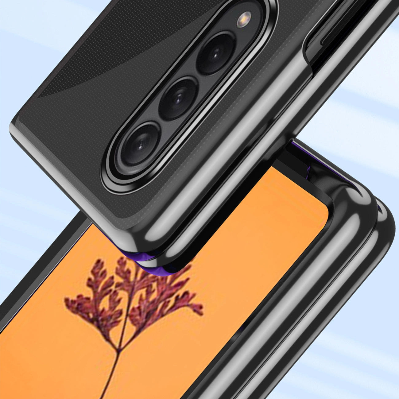 Plating Case case for Samsung Galaxy Z Fold 4 cover with a metallic frame blue_4