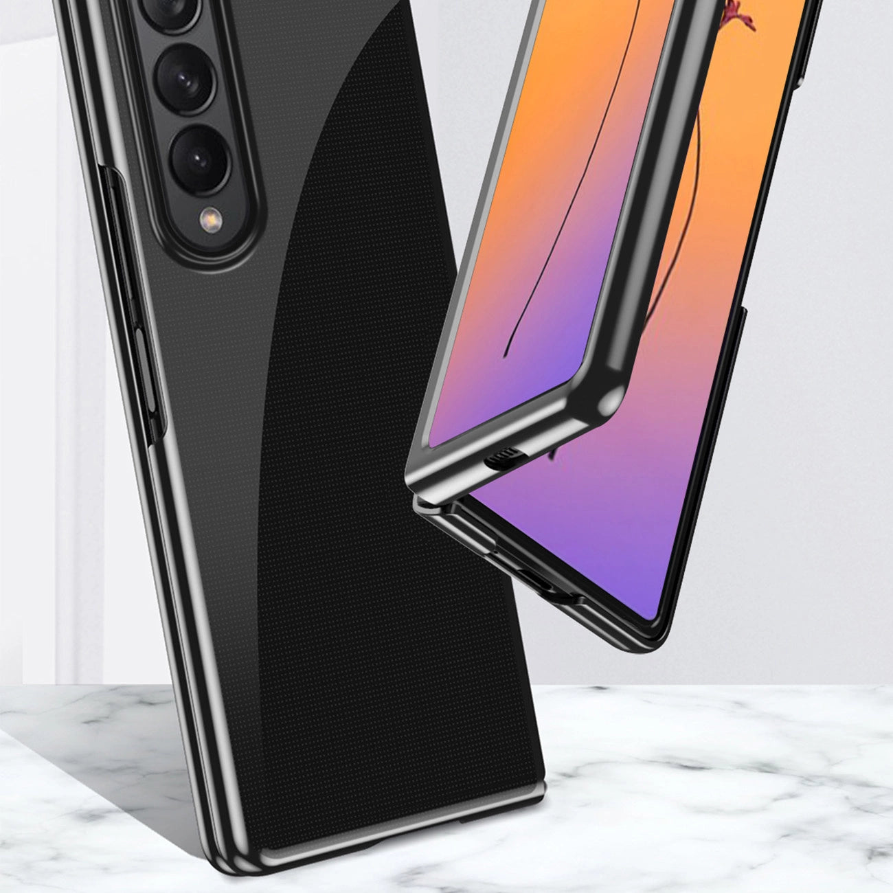 Plating Case for Samsung Galaxy Z Fold 4 cover with a metallic frame black_1