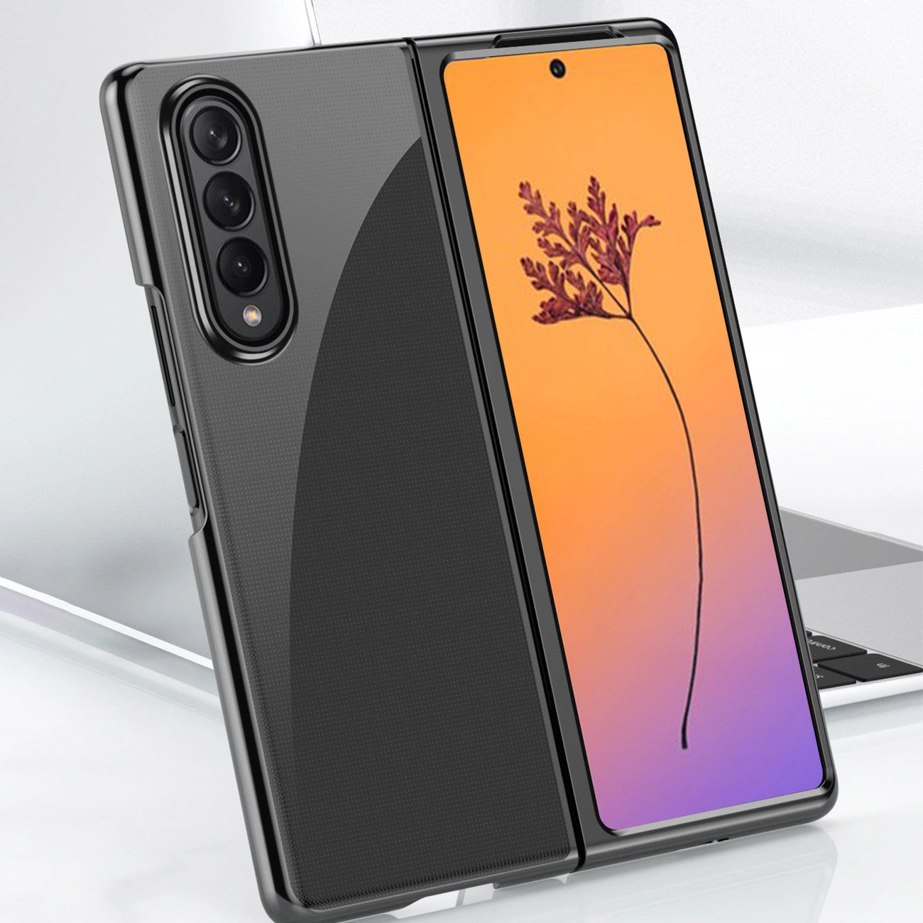 Plating Case for Samsung Galaxy Z Fold 4 cover with a metallic frame black_8