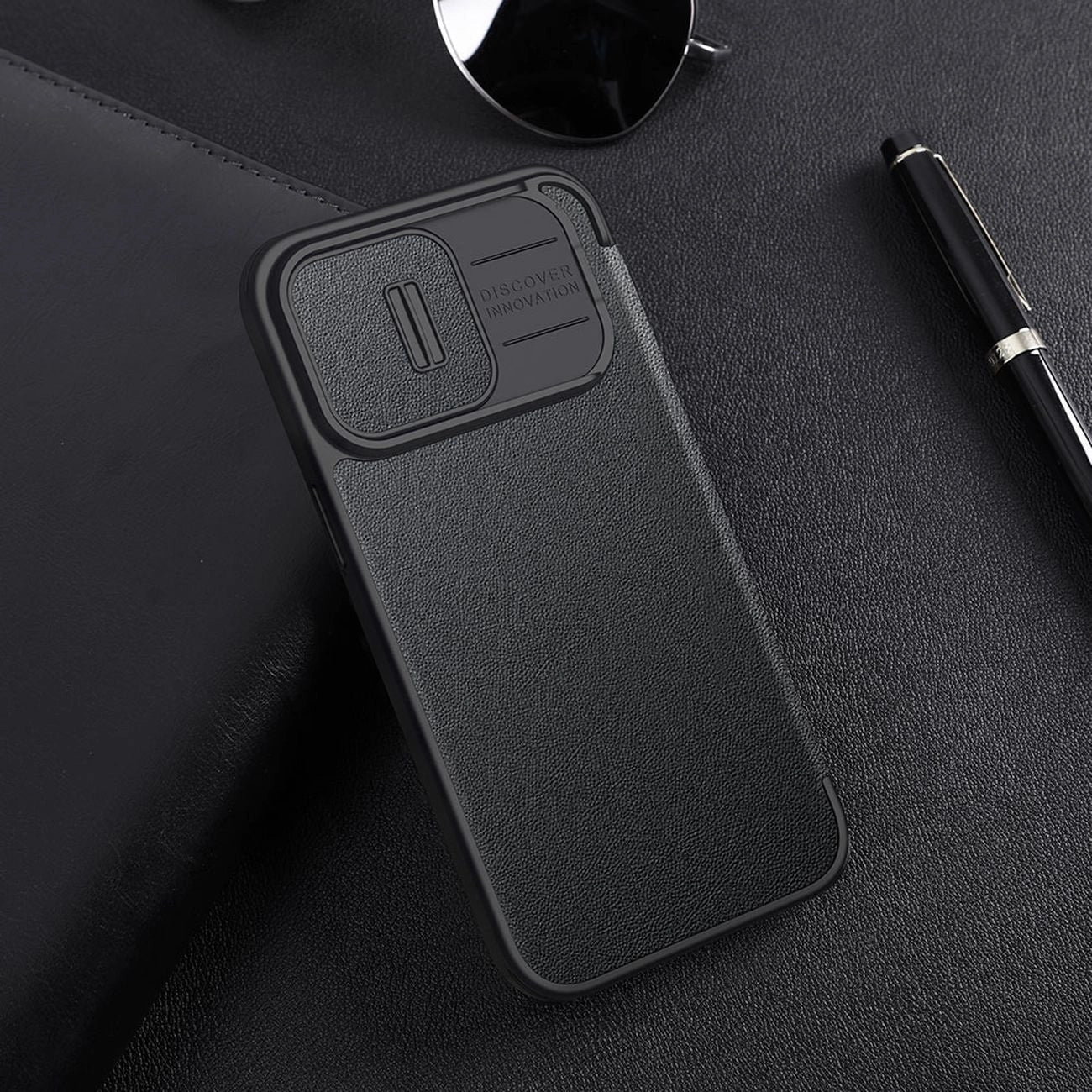 Nillkin Qin Cloth Pro Case Case for iPhone 14 Pro Max Camera Cover Holster Cover Flip Case Blue_18