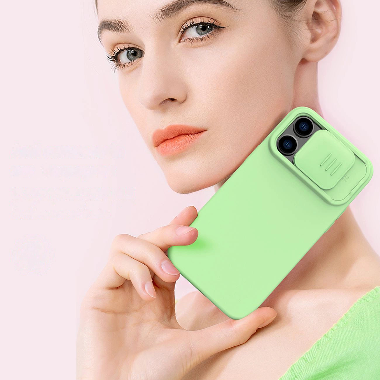 Nillkin CamShield Magnetic Silicone Case iPhone 14 Pro Max Magnetic MagSafe Cover with Camera Protector Green_13