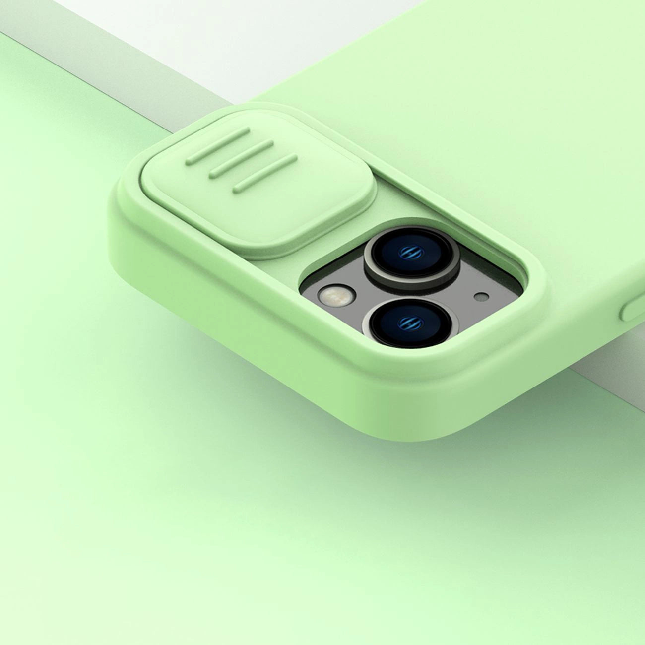 Nillkin CamShield Silky Silicone Case iPhone 14 Plus case with camera cover green_7