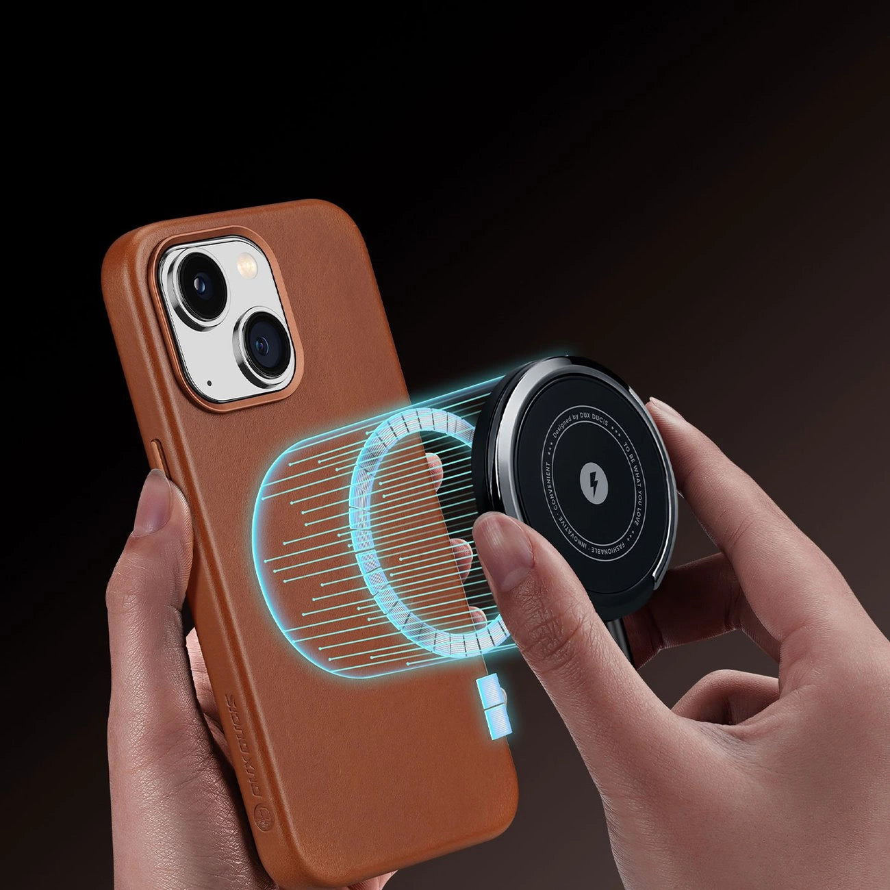 Dux Ducis Naples case for iPhone 14 magnetic leather case MagSafe brown_8