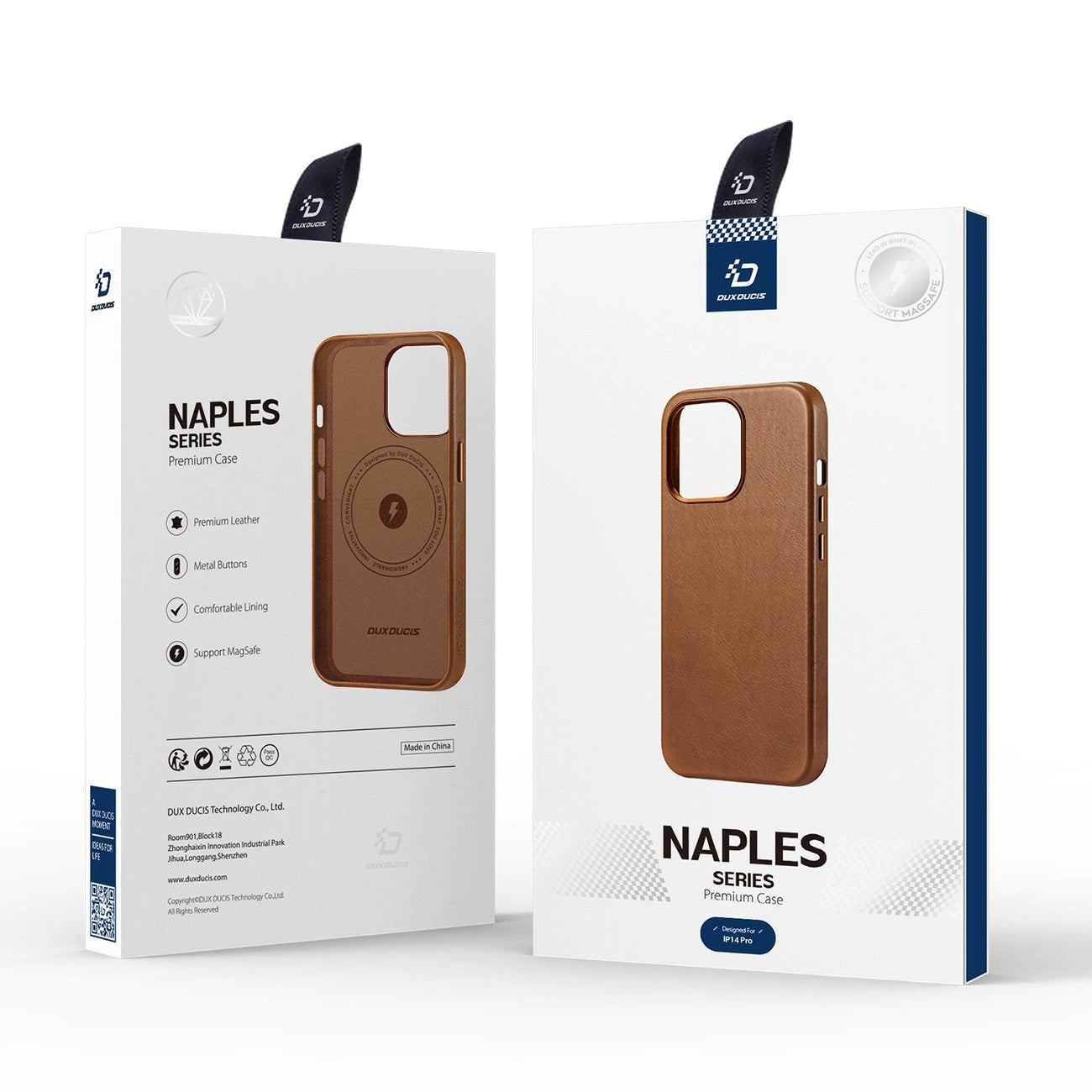 Dux Ducis Naples iPhone 14 Pro case magnetic leather MagSafe case brown_4