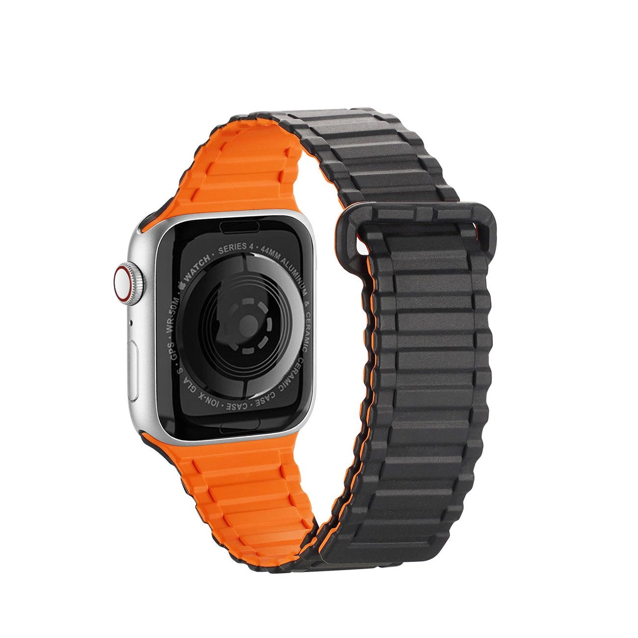 Dux Ducis Strap (Armor Version) Apple Watch SE Strap, 9, 8, 7, 6, 5, 4, 3, 2, 1 (41, 40, 38 mm) Silicone Magnetic Band Bracelet Black/Orange_1