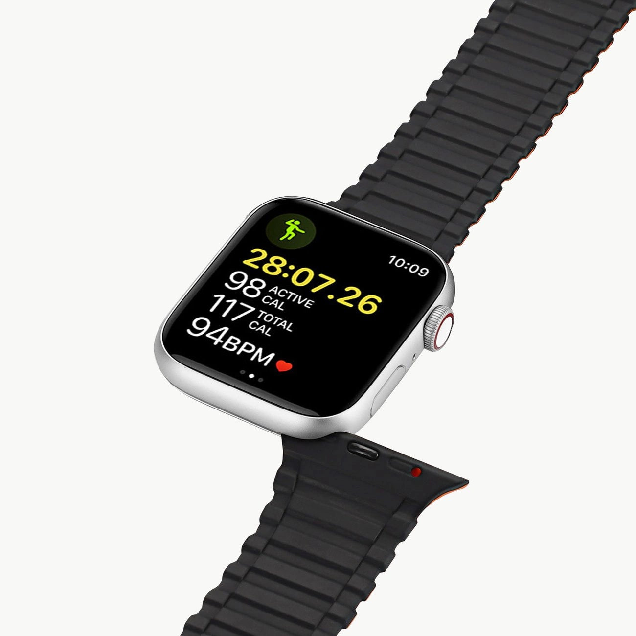 Dux Ducis Strap (Armor Version) Apple Watch SE Strap, 9, 8, 7, 6, 5, 4, 3, 2, 1 (41, 40, 38 mm) Silicone Magnetic Band Bracelet Black/Orange_8