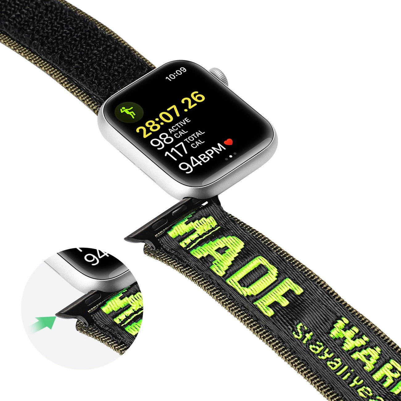 Dux Ducis Strap (Outdoor Version) Apple Watch Ultra Strap, SE, 9, 8, 7, 6, 5, 4, 3, 2, 1 (49, 45, 44, 42 mm) Nylon Band Bracelet Black/Green_7