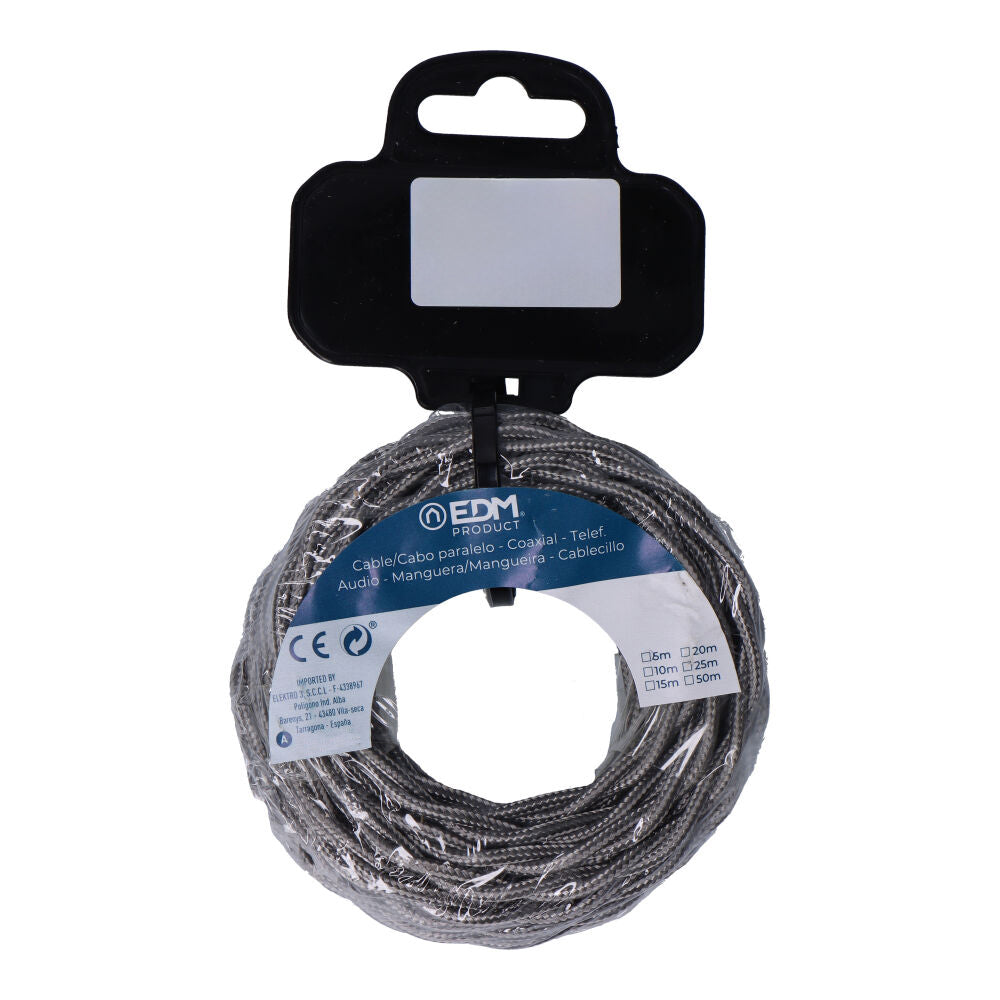 Carretel de cabo têxtil trançado h03vv-f 2 x 0,75 mm² cinzento escuro, 5 m_0