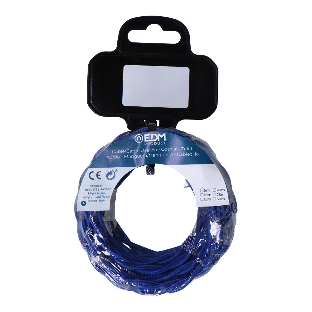 Carretel de cabo têxtil trançado h03vv-f 2 x 0,75 mm² azul, 5 m_0