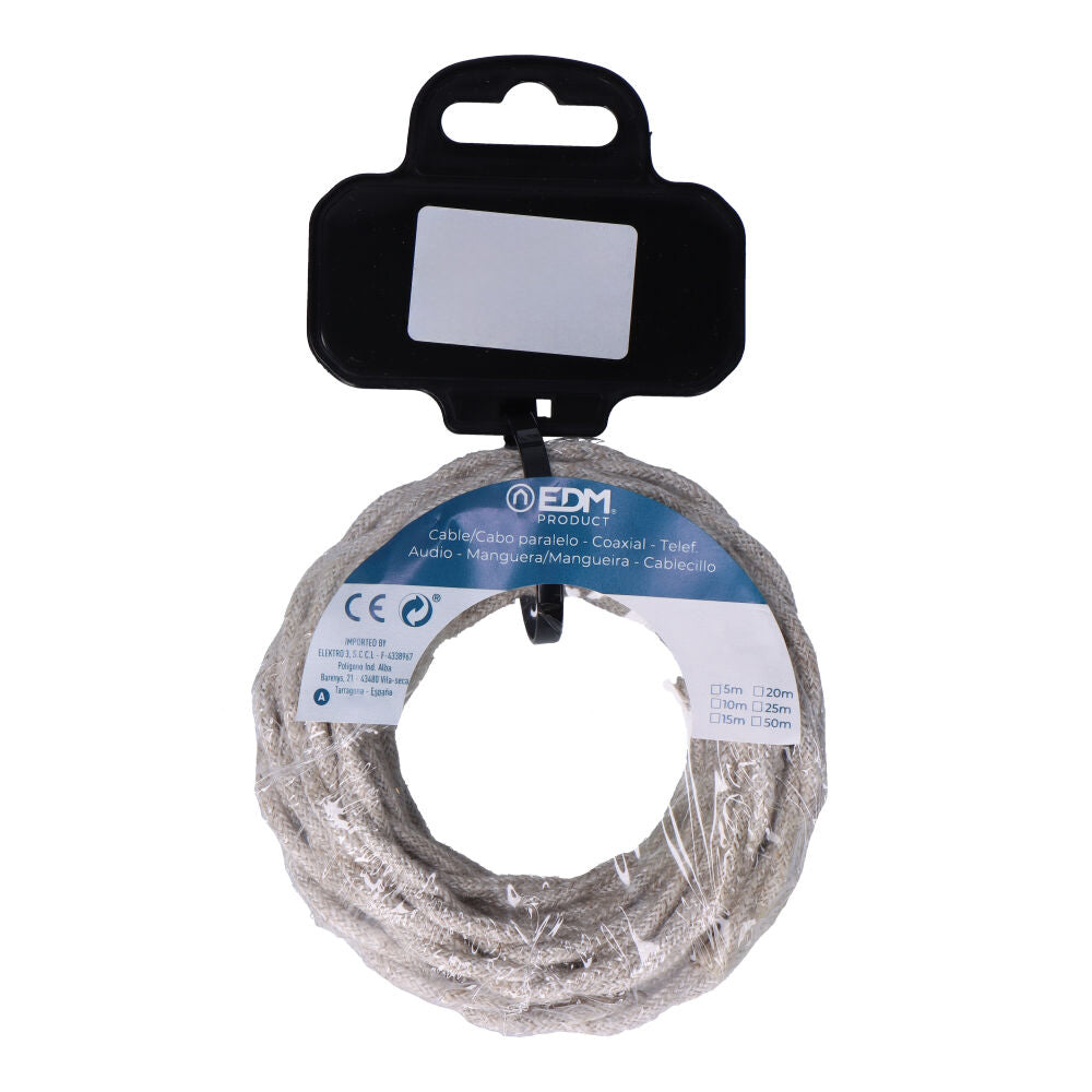 Carretel de cabo têxtil trançado h03vv-f 2 x 0,75 mm² linho, 5 m_0