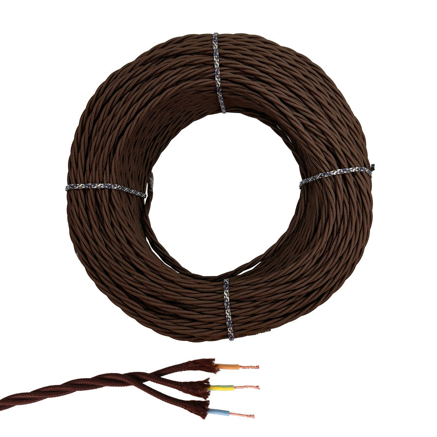 Cabo paralelo têxtil trançado h05vv-f 3 g 1,50 mm² castanho euro/m_0