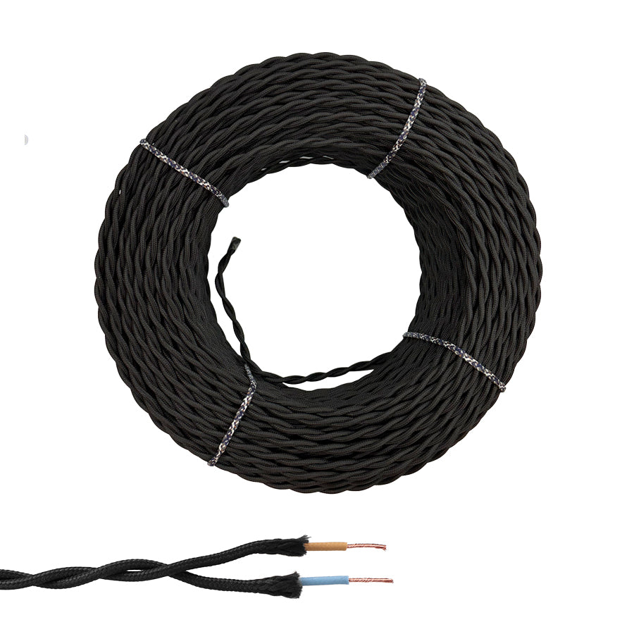 Cabo paralelo têxtil trançado h05vv-f 2 x 1,50 mm² preto euro/m_0