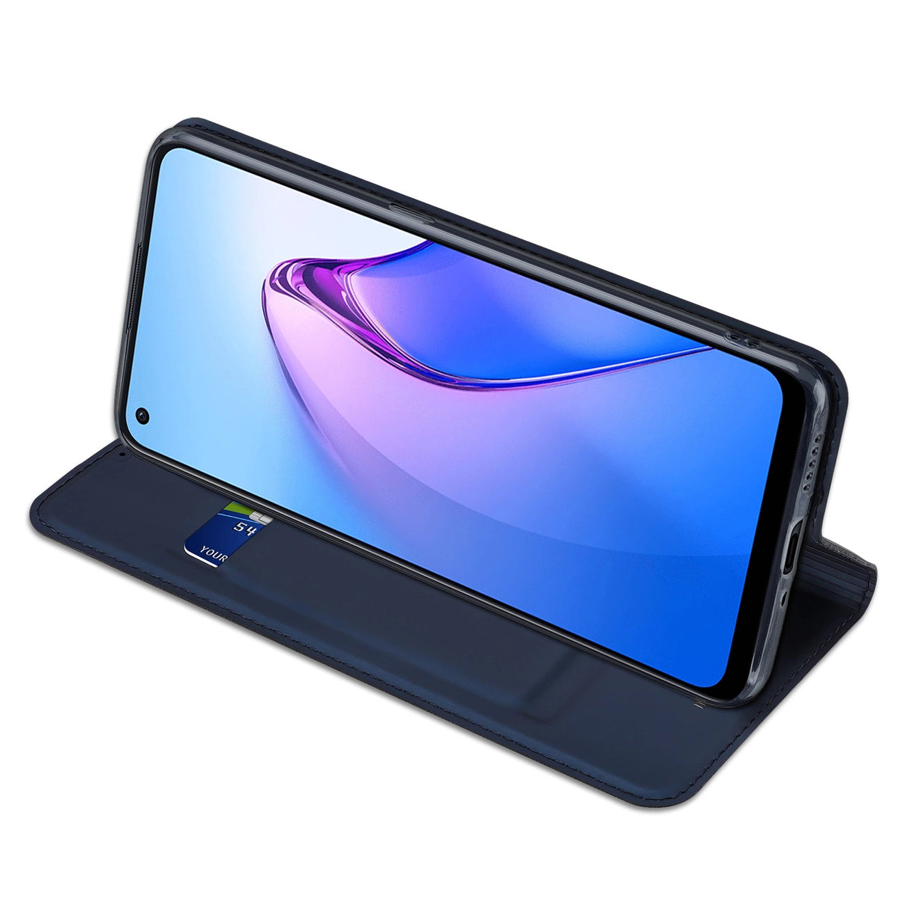Dux Ducis Skin Pro case for Oppo Reno 8 flip cover card wallet stand blue_4