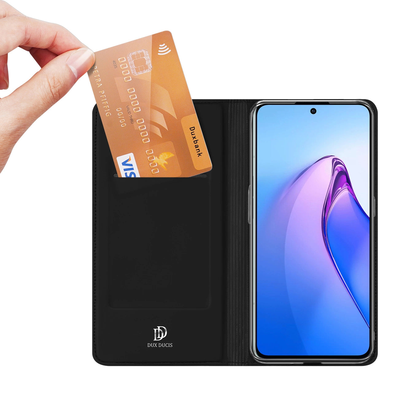 Dux Ducis Skin Pro case for Oppo Reno 8 Pro flip cover card wallet stand black_1