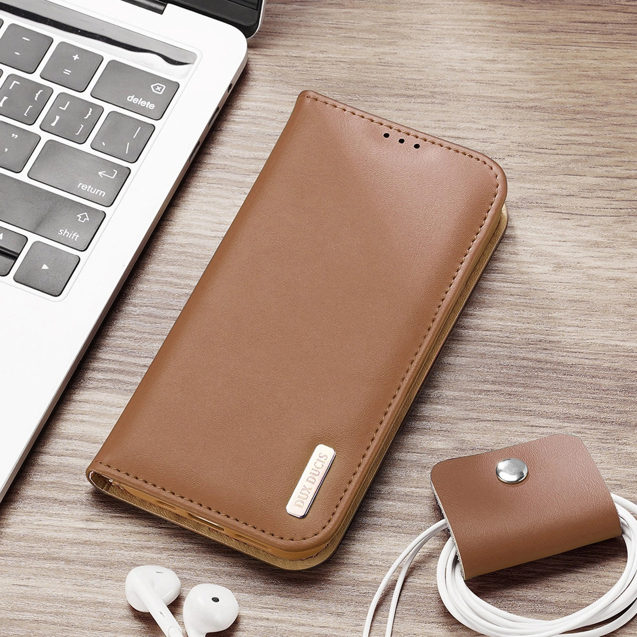 Dux Ducis Hivo Leather Flip Cover Genuine Leather Wallet for Cards and Documents iPhone 14 Plus Black_26