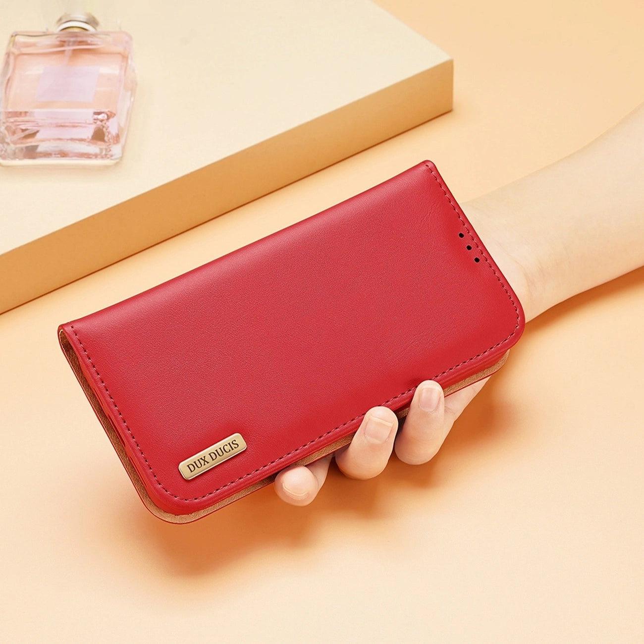 Dux Ducis Hivo Leather Flip Cover Genuine Leather Wallet for Cards and Documents iPhone 14 Pro Max Red_12