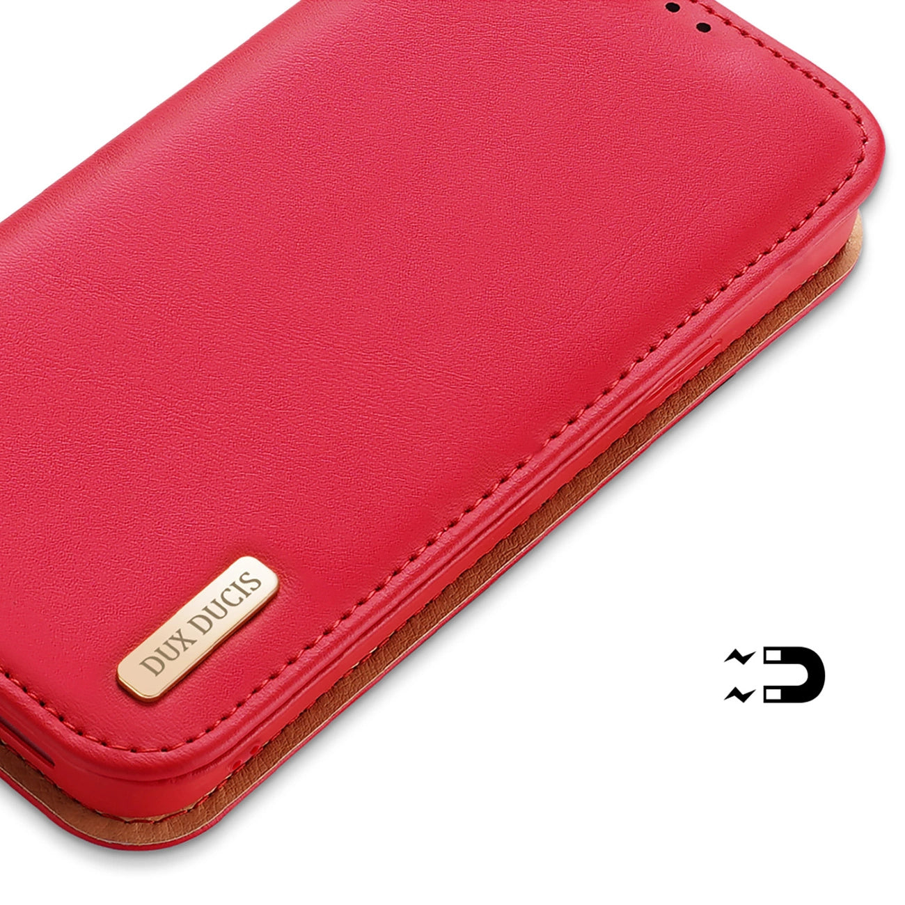 Dux Ducis Hivo Leather Flip Cover Genuine Leather Wallet for Cards and Documents iPhone 14 Pro Max Red_3