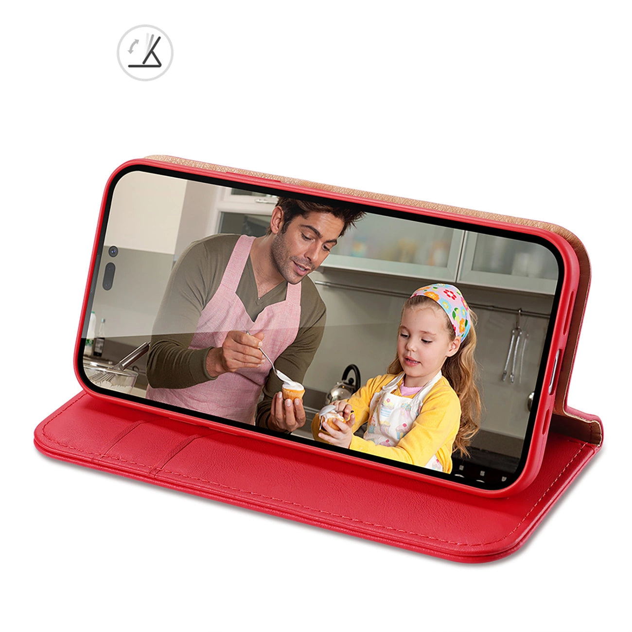 Dux Ducis Hivo Leather Flip Cover Genuine Leather Wallet for Cards and Documents iPhone 14 Pro Max Red_5