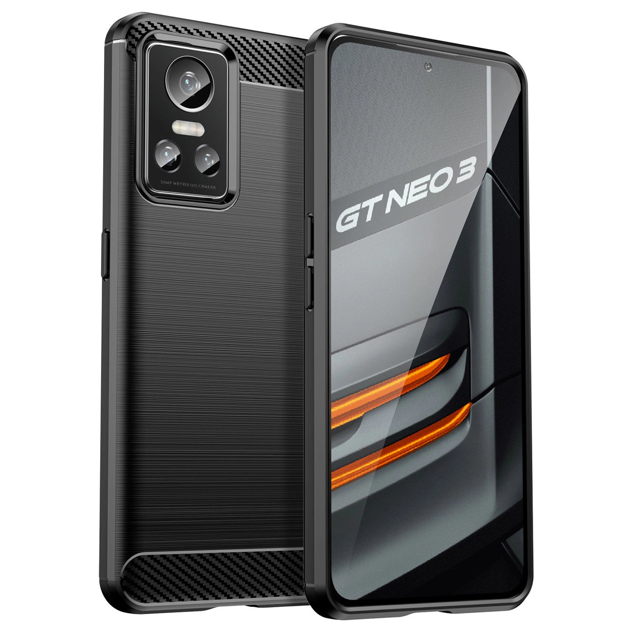 Carbon Case case for Realme GT Neo 3 flexible silicone carbon cover black_0