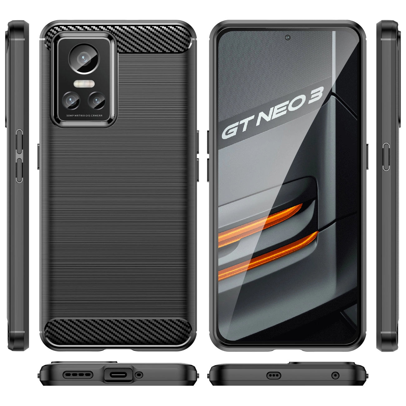 Carbon Case case for Realme GT Neo 3 flexible silicone carbon cover black_6