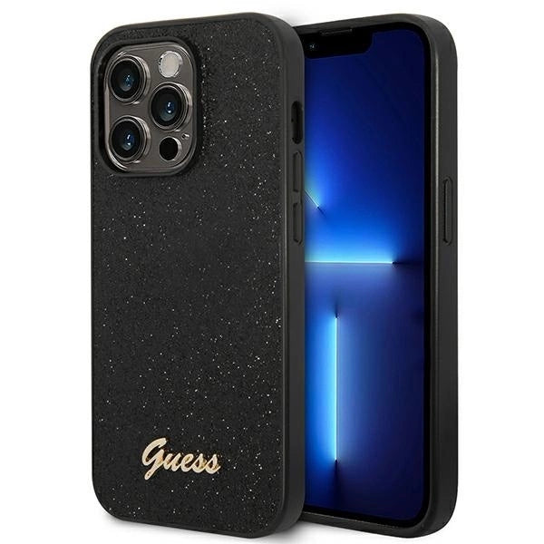 Guess GUHCP14LHGGSHK iPhone 14 Pro 6,1" czarny/black hard case Glitter Script_0