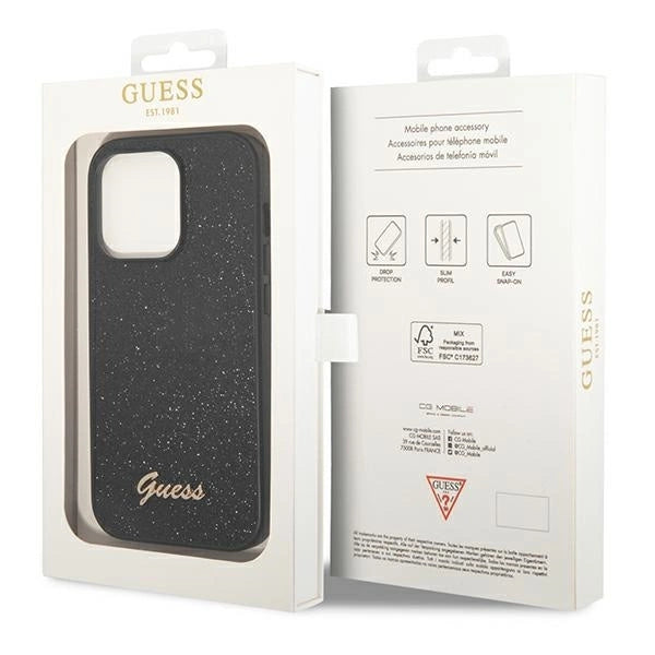 Guess GUHCP14LHGGSHK iPhone 14 Pro 6,1" czarny/black hard case Glitter Script_7