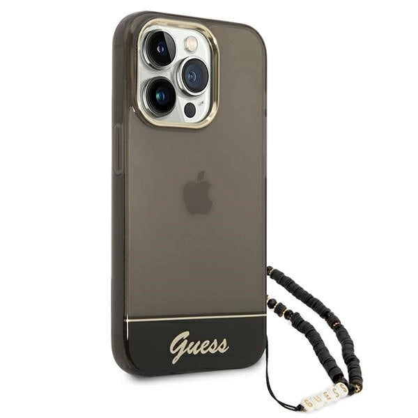 Guess GUHCP14LHGCOHK iPhone 14 Pro 6,1" czarny/black hardcase Translucent Pearl Strap_2
