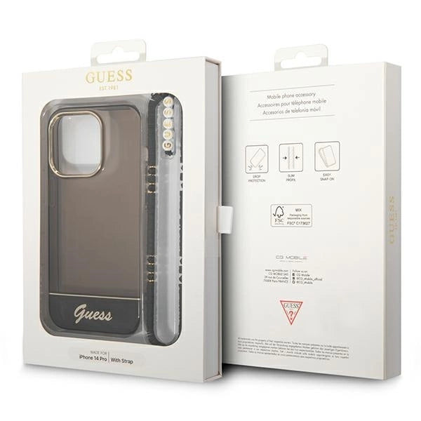 Guess GUHCP14LHGCOHK iPhone 14 Pro 6,1" czarny/black hardcase Translucent Pearl Strap_6