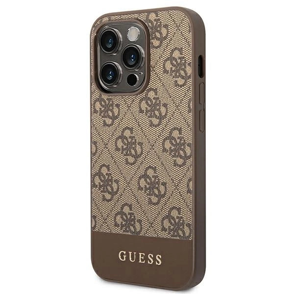 Guess GUHCP14LG4GLBR iPhone 14 Pro 6,1" brązowy/brown hard case 4G Stripe Collection_1