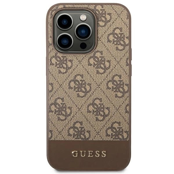 Guess GUHCP14LG4GLBR iPhone 14 Pro 6,1" brązowy/brown hard case 4G Stripe Collection_2