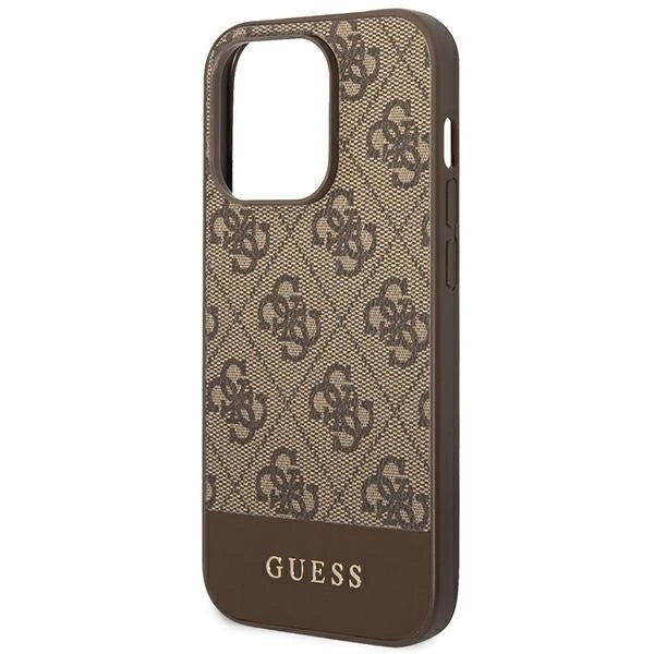 Guess GUHCP14LG4GLBR iPhone 14 Pro 6,1" brązowy/brown hard case 4G Stripe Collection_5