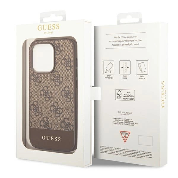 Guess GUHCP14LG4GLBR iPhone 14 Pro 6,1" brązowy/brown hard case 4G Stripe Collection_7