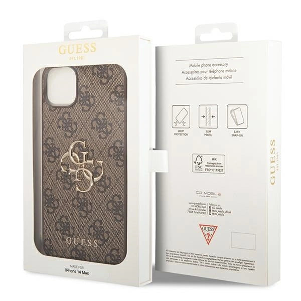 Guess GUHCP14S4GMGBR iPhone 14 6,1" brązowy/brown hardcase 4G Big Metal Logo_7