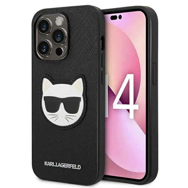 Karl Lagerfeld KLHCP14LSAPCHK iPhone 14 Pro 6,1" hardcase czarny/black Saffiano Choupette Head Patch_0