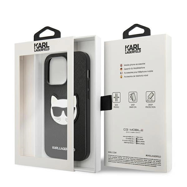 Karl Lagerfeld KLHCP14LSAPCHK iPhone 14 Pro 6,1" hardcase czarny/black Saffiano Choupette Head Patch_7