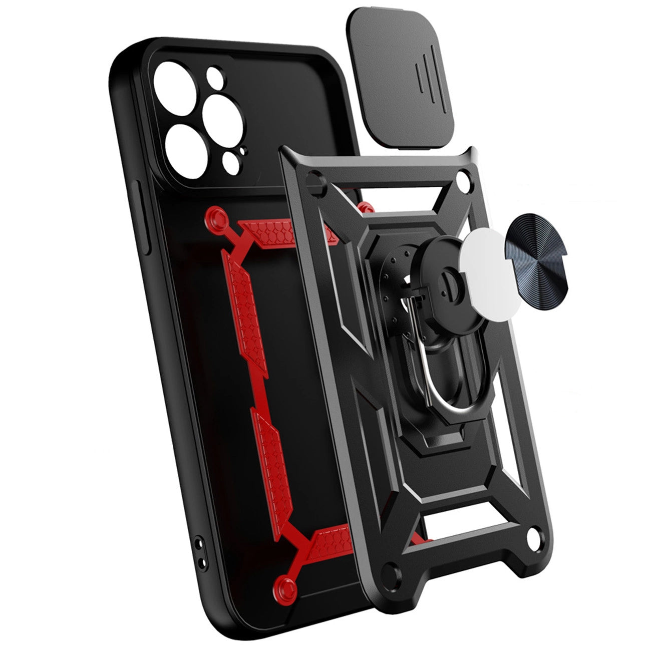 Hybrid Armor Camshield case for iPhone 13 Pro Max armored case with camera cover blue_7