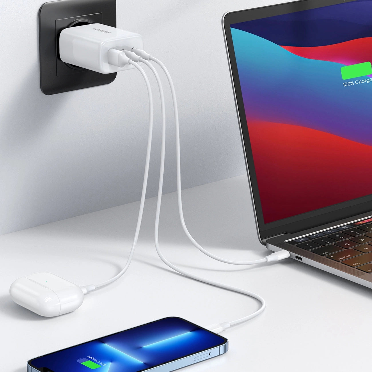Ugreen fast charger 2x USB Type C / USB 65W PD3.0, QC3.0/4.0+ white (CD275)_5