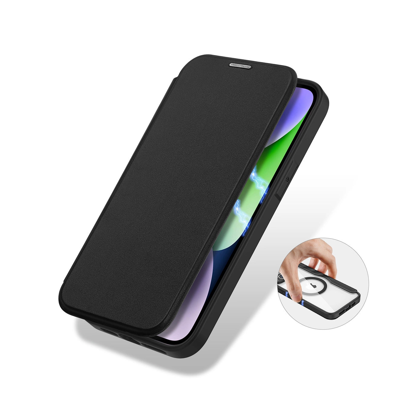 Dux Ducis Skin X Pro Case iPhone 14 Plus Magnetic MagSafe Flip Case Black_8