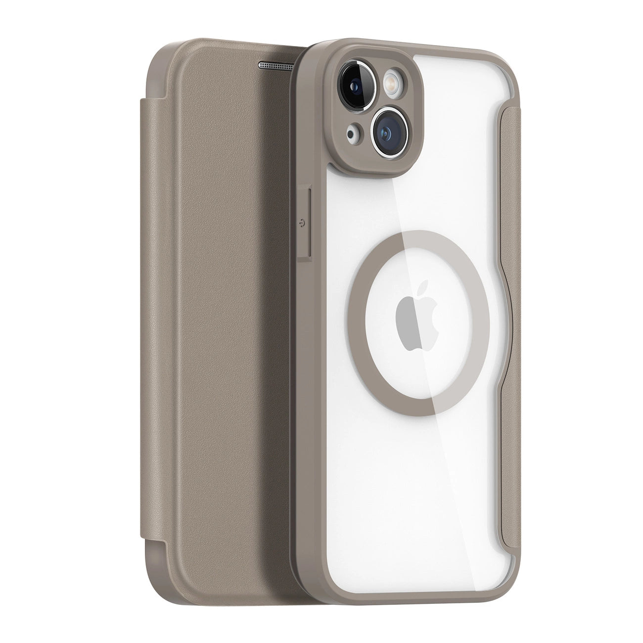 Dux Ducis Skin X Pro case iPhone 14 Plus MagSafe magnetic flip case beige_0